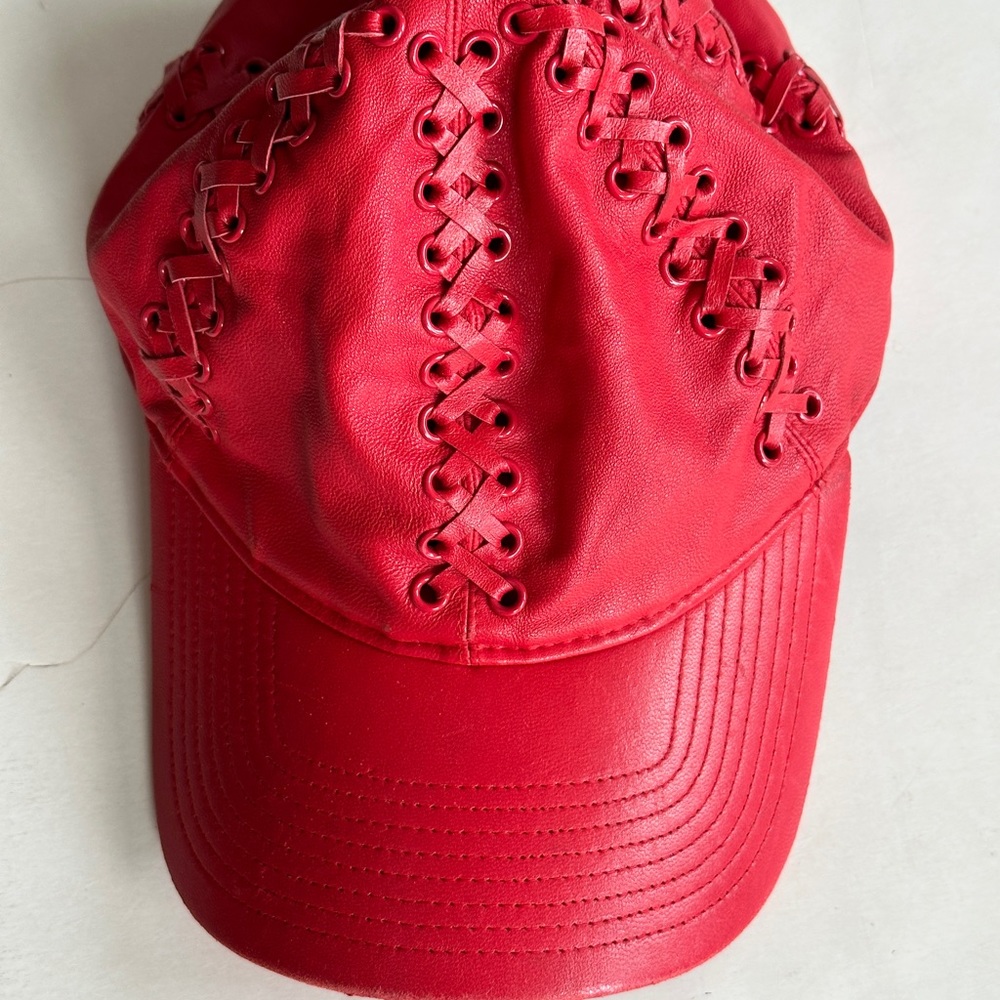 Super Cool Red vegan leather Adidas cap New no tags